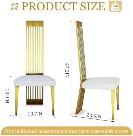 Dining Chairs Set of 6, Luxury Upholstered Boucle Chairs with Slatted Mirrore...