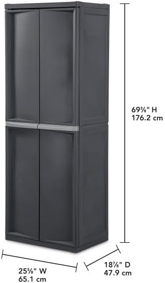 Sterilite 4 Shelf Cabinet, Lockable Utility Storage w/ Adjustable Shelves, Gr...