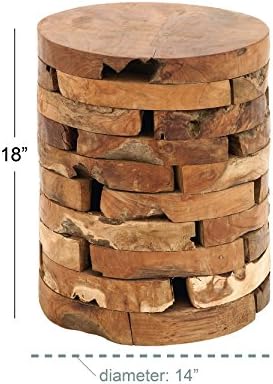 Deco 79 Teak Wood Handmade Side End Accent Table Live Edge End Table with Bri...