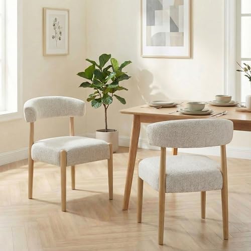 VKNOW Wooden Dining Chairs Set of 4 with Rubberwood Legs, Curved Backrest