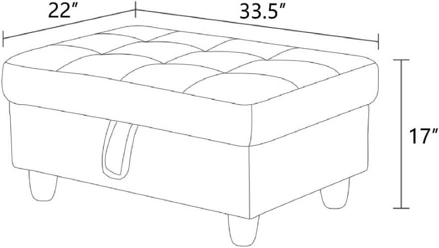 Large Faux Leather Ottoman Foot Rest Stool with Storage,33 in x 22 in x 17 in...