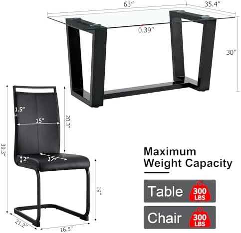 Ebullient Glass Dining Table Set for 4, Modern Dining Table Set for 4, Temper...