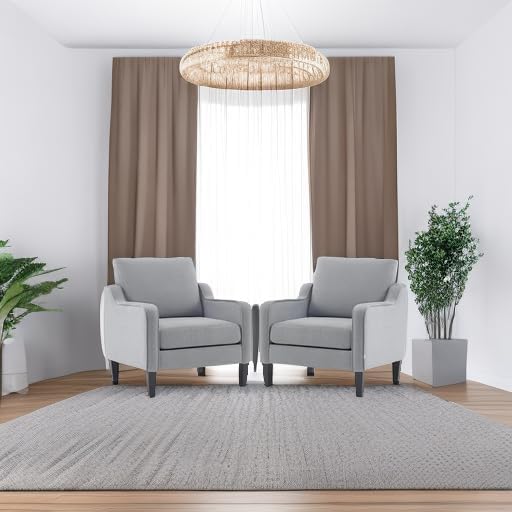 VINGLI Accent Chairs Set of 2, Linen Upholstered Armchair, Living Room