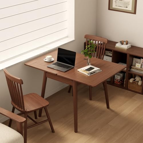 Solid Wood Small Dining Table for 2-6, 23.6"L-47.2"L Expandable Kit...