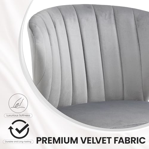 Velvet Dining Chairs Set of 2, Modern Upholstered Vanity Chairs with Golden M...