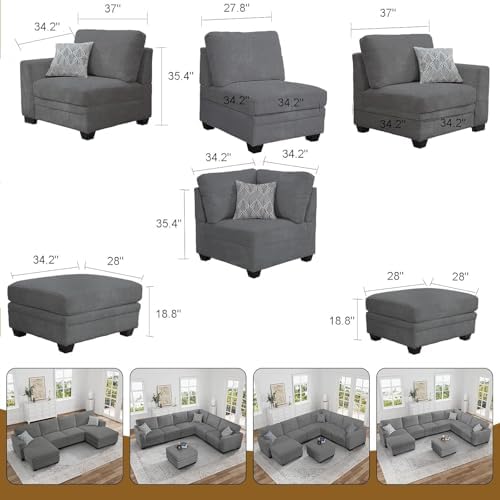 Legend Vansen Oversized Modular Sectional Sofa,U/L-Shaped Corduroy Couch with...