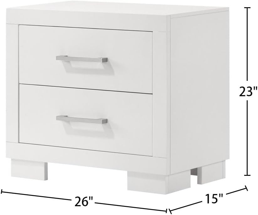2 Drawers MDF Nightstand in Cream White Finish ,for Small Spaces
