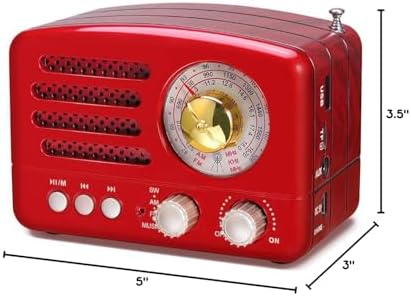 PRUNUS J-160 Retro Vintage AM FM Radio with Bluetooth Speaker