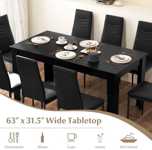 GIANTEX 9-Pieces Dining Table Set for 8, 63" Table, Padded Seat & Ba...