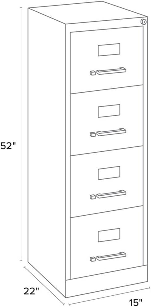 Pemberly Row 22" D Metal 4-Drawers Letter Width Vertical Filing Cabinet ...