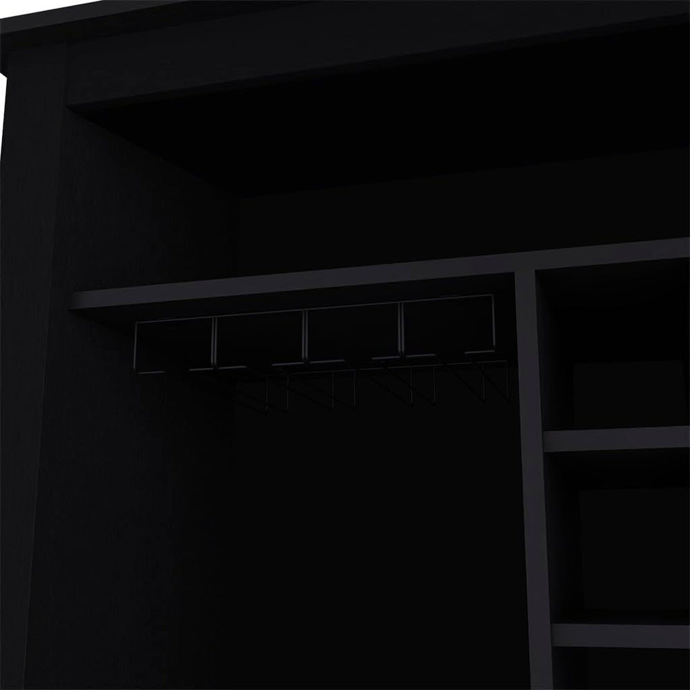 Cabinet Castle with One Open Shelf and Six Wine Cubbies | Black wengue finish...
