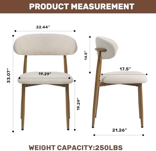 UVV Dining Chairs Set of 2, Metal Kitchen Chairs with Modern Fabric Upholster...