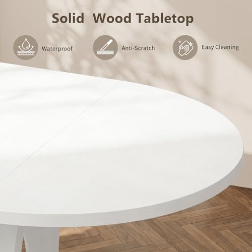Einhomn 43-59" Extendable Round Dining Table, Kitchen Table for 4-8, Far...