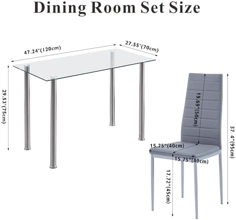 Dining Table Set for 4, 5 Piece Kitchen Table and Chairs for Dinette, Apartme...