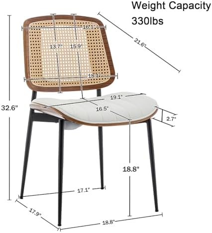 LUNLING Dining Chairs Set of 2 Mid Century Modern Retro Faux Leather Kitchen ...