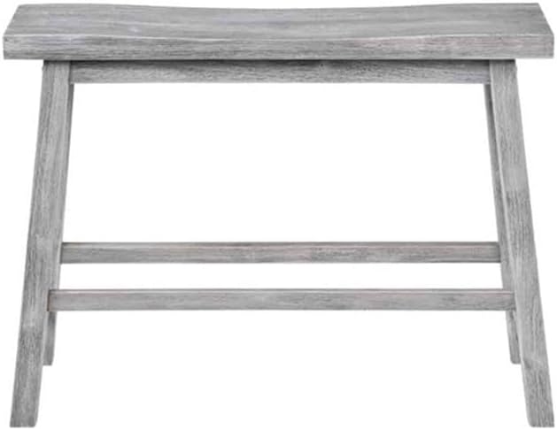 Pemberly Row Wood Backless Bench, Storm Gray Wire-Brush Finish, 33 in Wide, A...