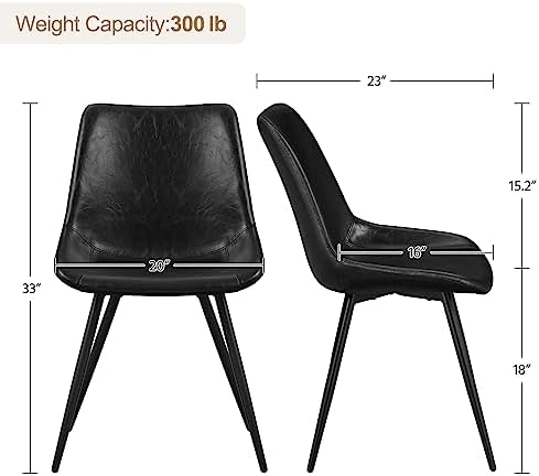 Yaheetech Dining Chairs Set of 2 Mid Century Modern Kitchen Chairs Black