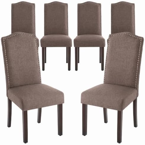 Upholstered Dining Chair Modern Stylish Kitchen Diner Fabric Set of 6