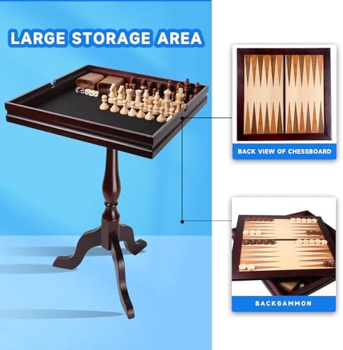 GSE Wooden 3-in-1 Chess Checkers Backgammon Game Table Set with Game Pieces