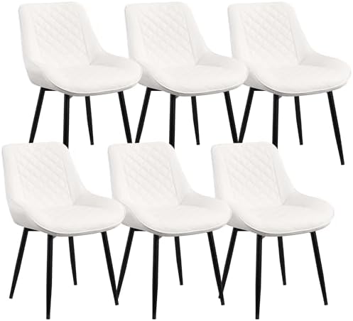 Dining Chair Set of 6, Modern Dining Chairs with Thick Cushions, Faux Leather...