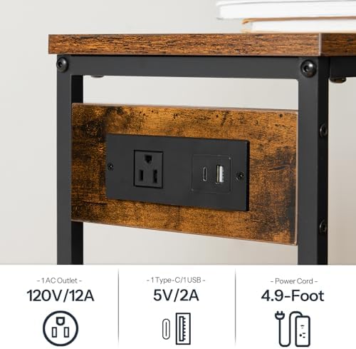 HOOBRO Narrow Console Table with Power Outlets, Small Entryway Table | Thin S...