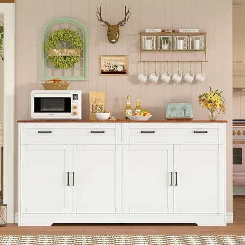 usikey 55" Buffet Cabinet with Storage and Drawers, Large Sideboard Buff...