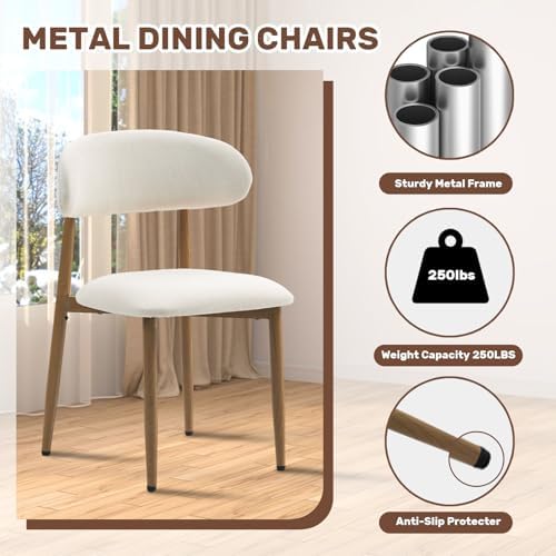 UVV Dining Chairs Set of 2, Metal Kitchen Chairs with Modern Fabric Upholster...