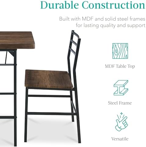 Best Choice Products 3-Piece Modern Dining Set, Space Saving Dinette for Kitc...
