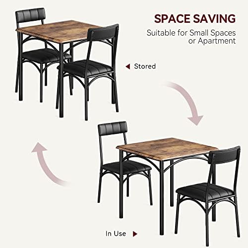 3-Piece Dining Table Set for 2, Kitchen Table Set with 2 Upholstered Chairs, ...