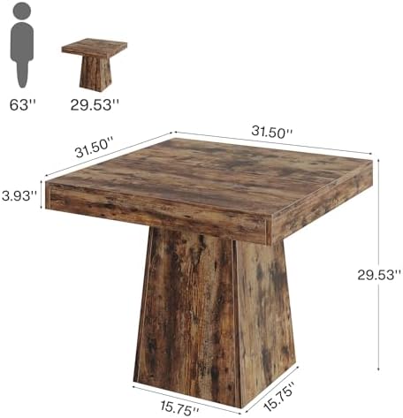 Tribesigns Square Dining Table for 4, 31.5" Farmhouse Small Kitchen Table