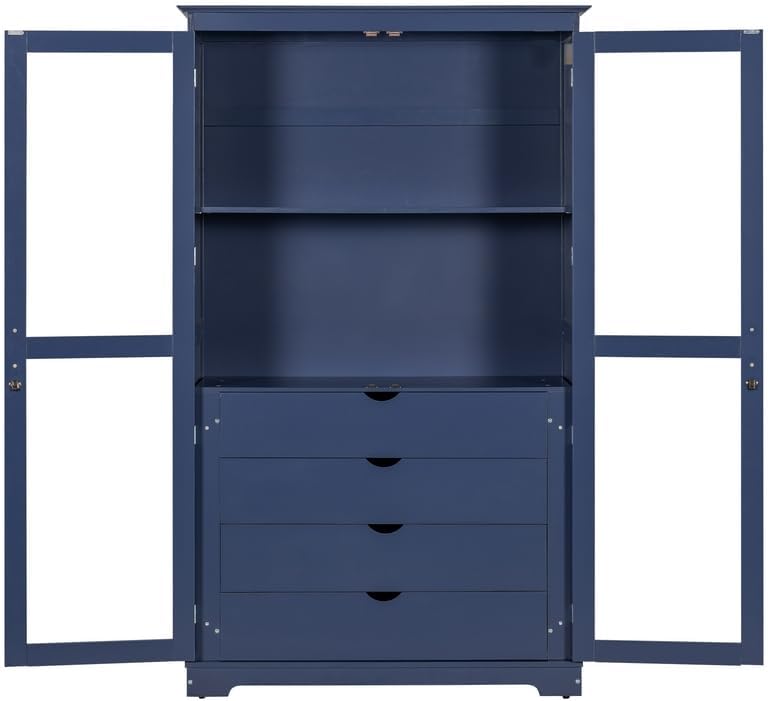 Polibi 44.7" Extra-Large Freestanding Storage Cabinet - Glass Door Displ...