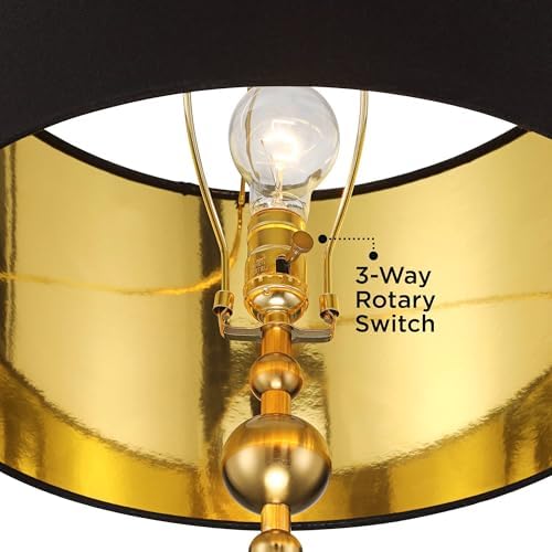 Possini Euro Design Harlowe 63" Tall Black and Gold Floor Lamp Living Room