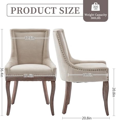 Beige Upholstered Dining Chairs Set of 2, Kitchen & Dining Room Chairs