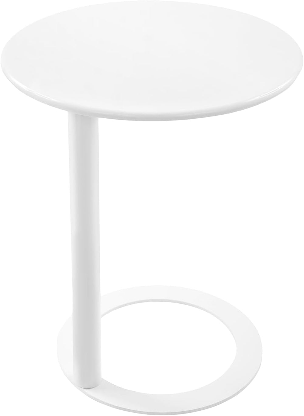 C-Shaped Round End Table for Couch, Mental Side Table Sofa Tables Slide Under...