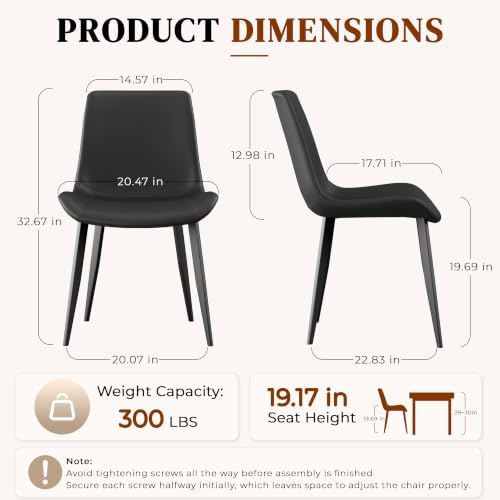 Black Dining Chairs Set of 4, PU Leather Dining Room Chairs, Upholstered Kitc...