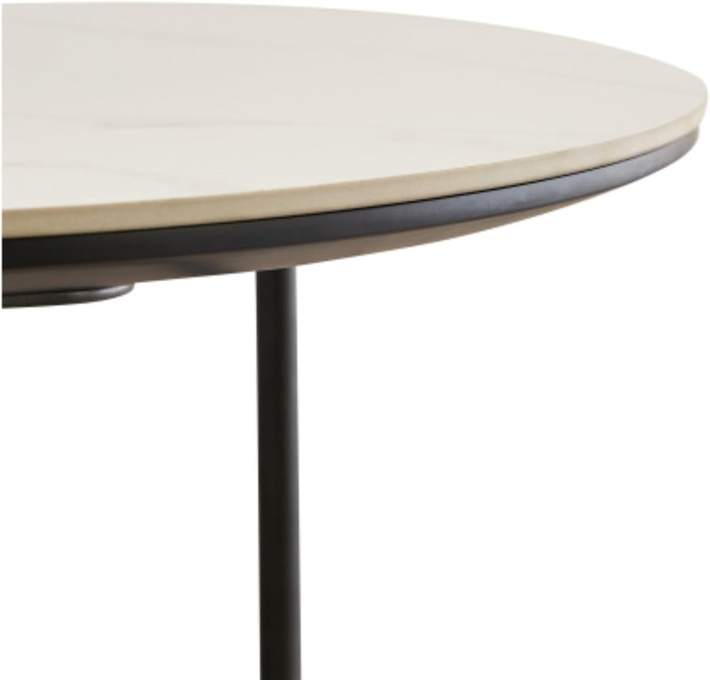 Side/End Table - Small Round Accent Table, Metal Gray Narrow Night Stands wit...
