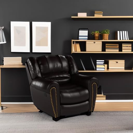 CANMOV Leather Recliner Chair, Classic and Traditional Manual Recliner Chair ...