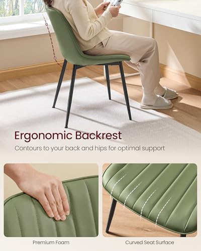 VASAGLE Dining Chairs Set of 6, Upholstered Kitchen Chairs, PU Leather