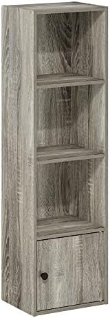 Furinno Luder Shelf Bookcase with 1 Door Storage Cabinet, French Oak