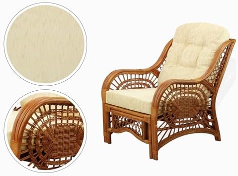 Malibu Lounge Living Accent Armchair Natural Rattan Wicker Handmade Design, C...