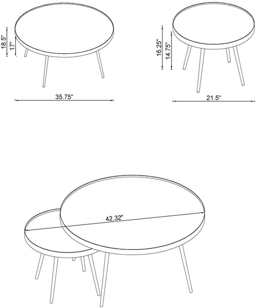 Pemberly Row 2-Piece Nesting Coffee Table Set, Metal with Mirrored Tops and G...
