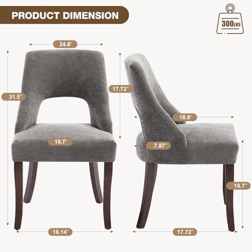 UVV Wooden Dining Chairs Set of 4, Mid Century Modern Upholstered Dining Room...