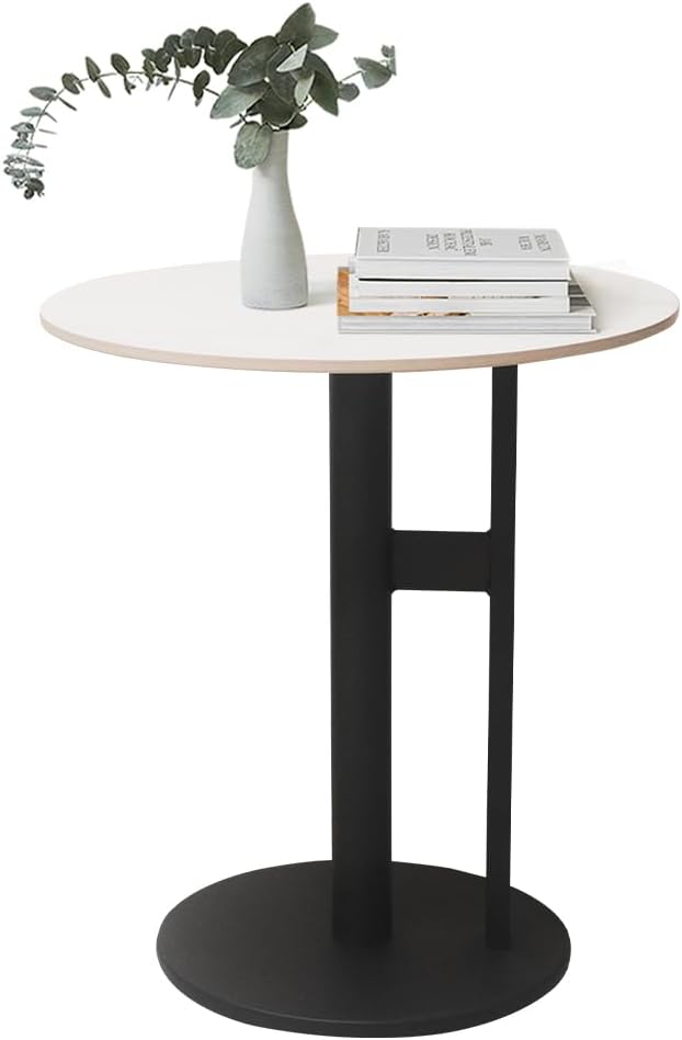 Modern Round Marble Top Side Table with Metal Base - Elegant Design for Livin...