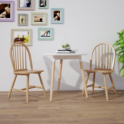 POWERSTONE Dining Chairs Set of 2, Wood Windsor Chairs with Spindle Back Coun...