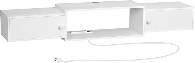 HOOBRO 55" Floating TV Stand with Power Outlet, Modern Wall Mounted Medi...
