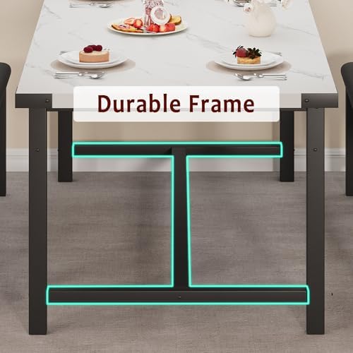 GarveeHome 5 Piece Extendable Dining Table Set for 4-6, Marble White