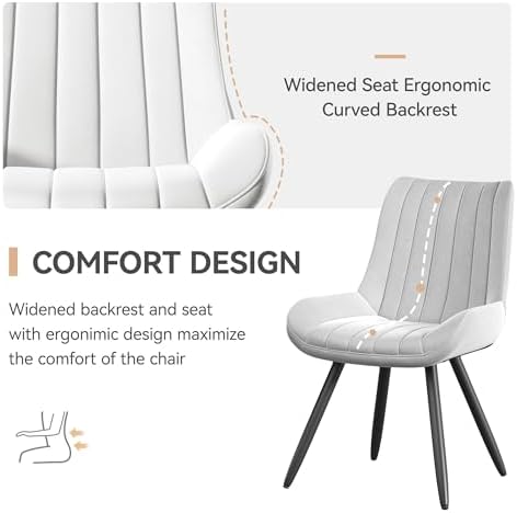 Dining Chairs Set of 6, Mid Century Modern Kitchen Chairs with Soft Cushion, ...