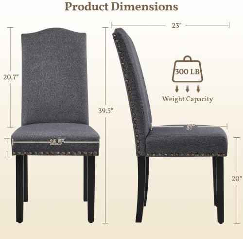 Yaheetech Dining Chairs Set of 4 High Back Parson Chairs Dark Gray