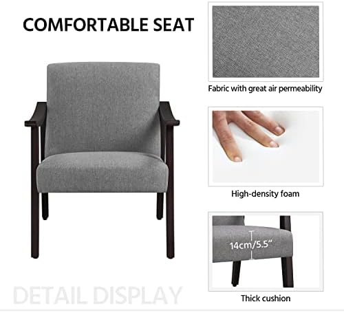 Yaheetech Accent Chairs Set of 2, Mid-Century Linen Fabric, Dark Gray