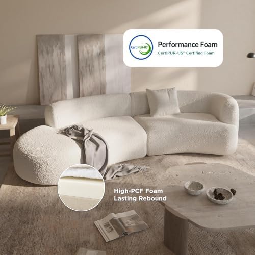 Acanva Formia Boucle Curved Sectional Couch for Living Room